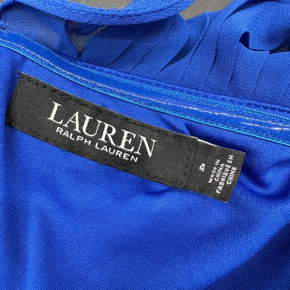 Lauren Ralph Lauren Womens One Shoulder Royal Blue Dress Size 4 Lined Sleeveless - Picture 4 of 6